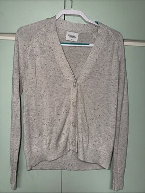 Stitches & Stripes V-neck knit Cardigan Heather gray confetti texture small